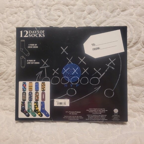 HYP Football Sock Set 12 Days to the Big Game 12 Pair 4 Crew 8 Low Cut OSFM New - Picture 3 of 8